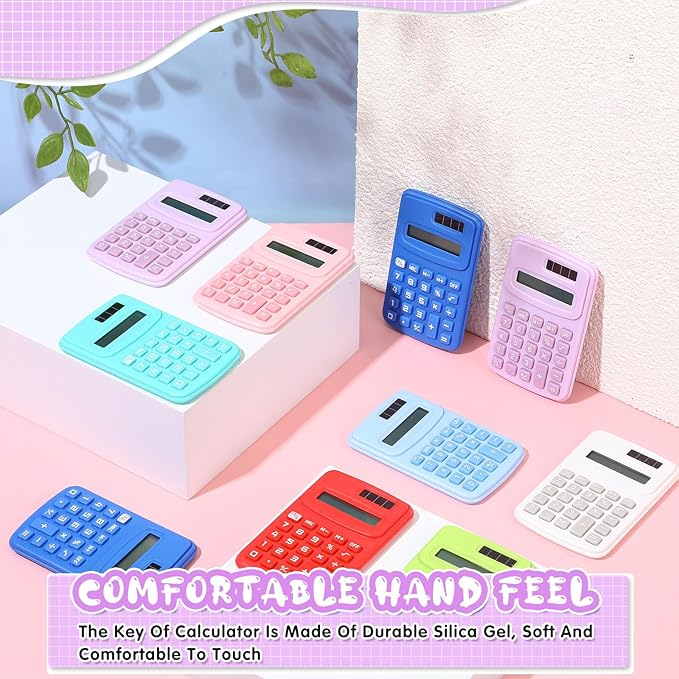LEIFIDE 24 Pack Pocket Calculator Small Bulk Basic 4 Function Calculator 8 Digit Display Battery Powered for Desktop Home Office School Student Kids(Multicolor)