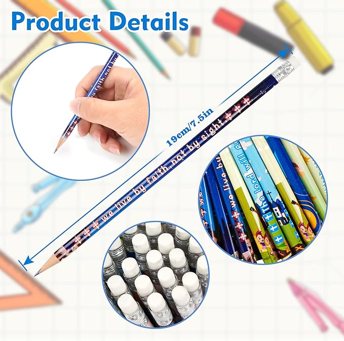 200 Pieces Bible Verses Pencils Inspirational Scripture Pencils with Hollow Cross Christian Pencils for Religious Scripture Church Supplies for School Student Teacher