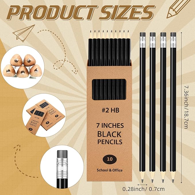 Geyoga 50 Boxes Woodcased Classroom #2 HB Pencils with Erasers 500 Count Pre-sharpened Number 2 Pencils for School Teacher Office Supplies, Writing, Drawing and Sketching Back to School Gifts(Black)