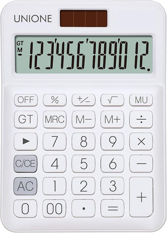 UNIONE Calculator with a Bright LCD, Dual Power Handheld Desktop. Color. Business, Office, High School