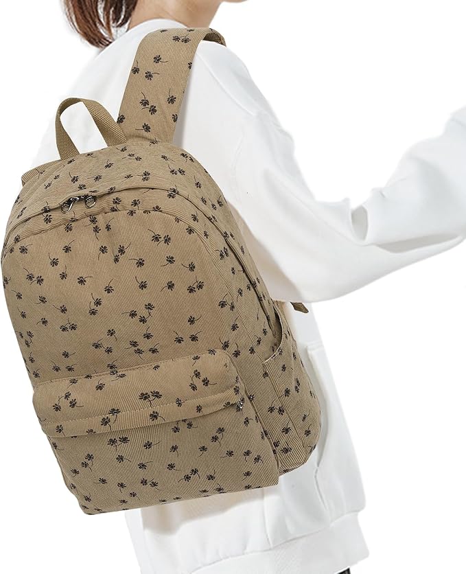 School Backpack for Teens Large Corduroy Bookbag Lightweight 15.6 inch Laptop Bag for Girls Women Casual High School College