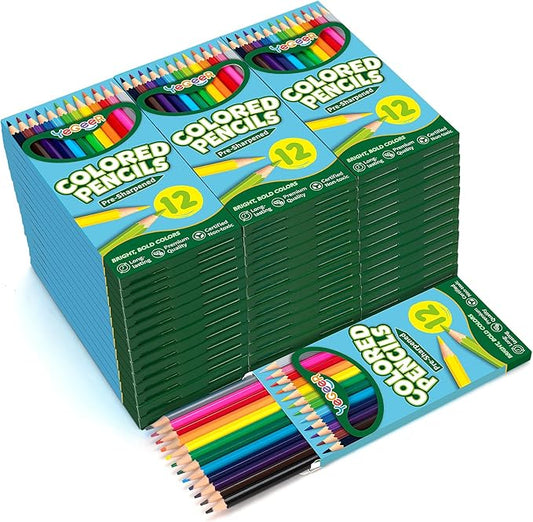 528 Count Colored Pencils Bulk, 12 Assorted Colors, 44 Packs Pre-sharpened Coloring Pencils Set for Kids and Adult, Teachers Essential Classroom Prizes, Back to School Supplies (528)