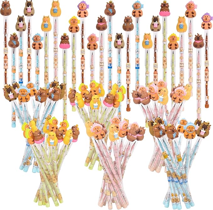 48 Pieces Cute Capybara Stackable Pencils Capybara Party favors Translucent Multi Point Push Fun Pencils Gifts for School Supplies Classroom Rewards.