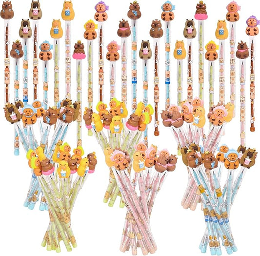 48 Pieces Cute Capybara Stackable Pencils Capybara Party favors Translucent Multi Point Push Fun Pencils Gifts for School Supplies Classroom Rewards.
