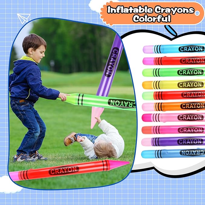 30 Pcs 41 Inch Inflatable Crayons Jumbo Blow Up Crayon Prop Gaint Inflatable Pen Balloon for School Classroom Birthday Christmas Party Decoration Photo Prop