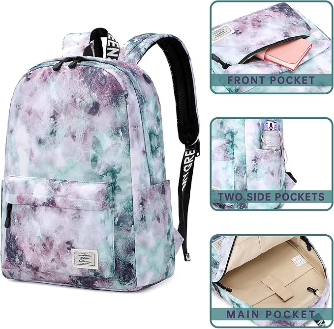 Lohol Galaxy Backpack for School Travel, Lightweight BookBag for Girls Kids