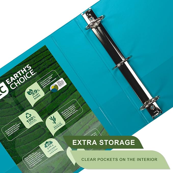 Samsill Plant-Based 2 Inch Durable Round Ring, Made in USA, View Binder, Eco-Friendly, USDA Certified Biobased, 4 Pack, Fashion Assortment