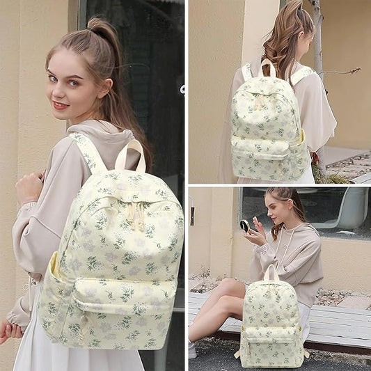 School Backpack for Teens Large Corduroy Bookbag Lightweight 15.6 inch Laptop Bag for Girls Women Casual High School College