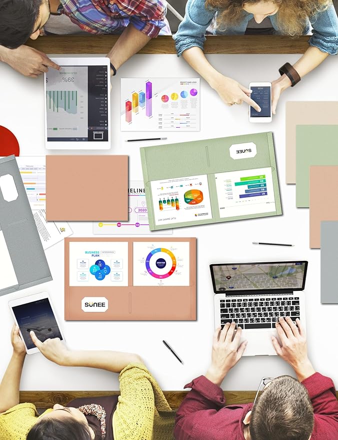 SUNEE Folders with Pockets (25 Pack, Pastel Colors), 2 Pocket Folders Fit Letter Size Paper, Paper File Folder for School Office Home Business