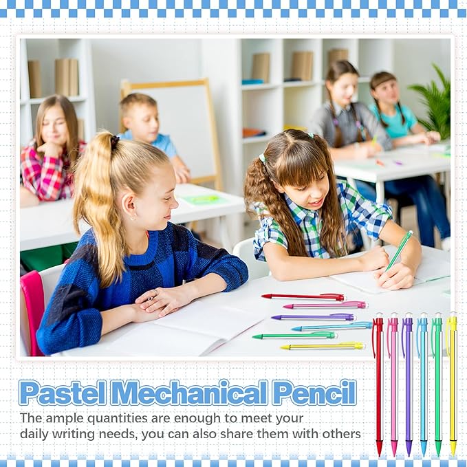 Colarr 200 Pcs Back to School 0. 7mm Mechanical Pencils with Eraser Bulk Colorful Cute Inkless Mechanical Pencils for Office Classroom School Student Writing Drawing Sketching(Classic Style)