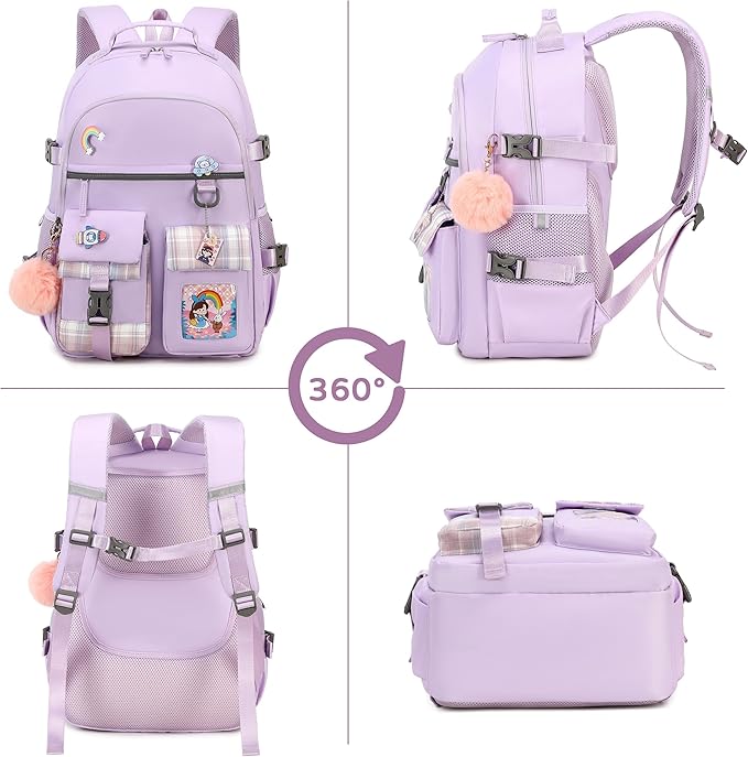 Hey Yoo Cute Backpack for School Backpack for Girls Backpack with Lunch Box Bookbag Set Kids Backpacks for Teen Girls