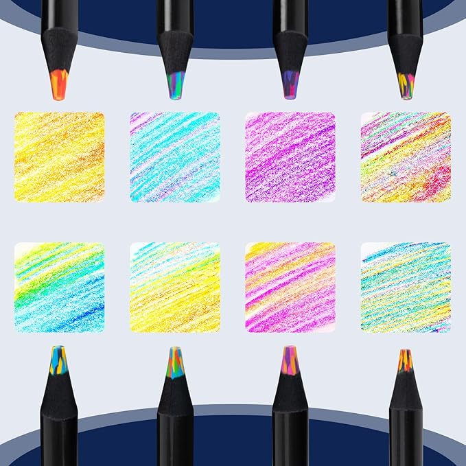 Stocking Stuffers for Kids, 16 Pieces Art Supplies Colored Pencils, Jumbo Rainbow Pencils with Sharpener, Multicolored Pencils for Drawing, Coloring, Christmas Gifts, Party Favor Bags