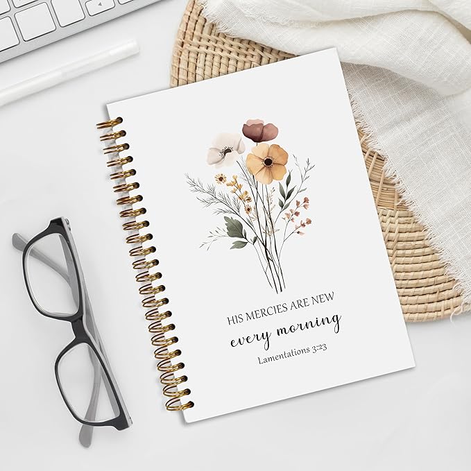 YOU FOUND ME Bible Journal, A5 SpiralChristian Journal with Floral Notebook, HIS MERCIES ARE NEW EVERY MORNING, Bible Verse Gifts for Women Birthday Christmas, Sunday School, Office Supplies