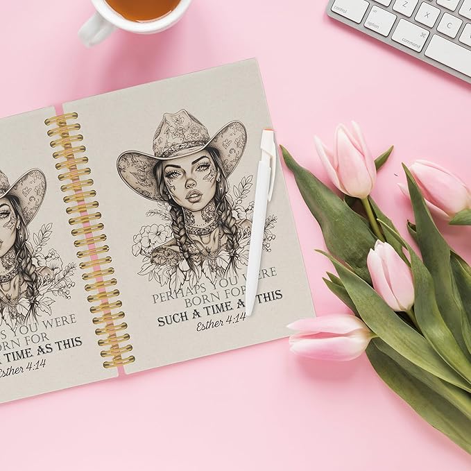 Christian Western Spiral Notebook, Western Cowgirl Bible Journaling Notebooks for Note Taking, Religious Scripture Hardcover Journals for Women 160 Pages 5.5x8.3 Inch, Gifts for Teen Girls