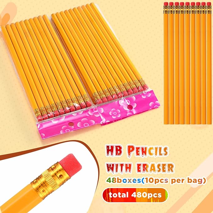 48 Set/1004 Count Operation Christmas Items Bulk for Student Include 576 Count Colored Pencils 480 HB Pencils 48 Pcs Manual Pencil Sharpeners with Lid for Art Classroom School Stationery