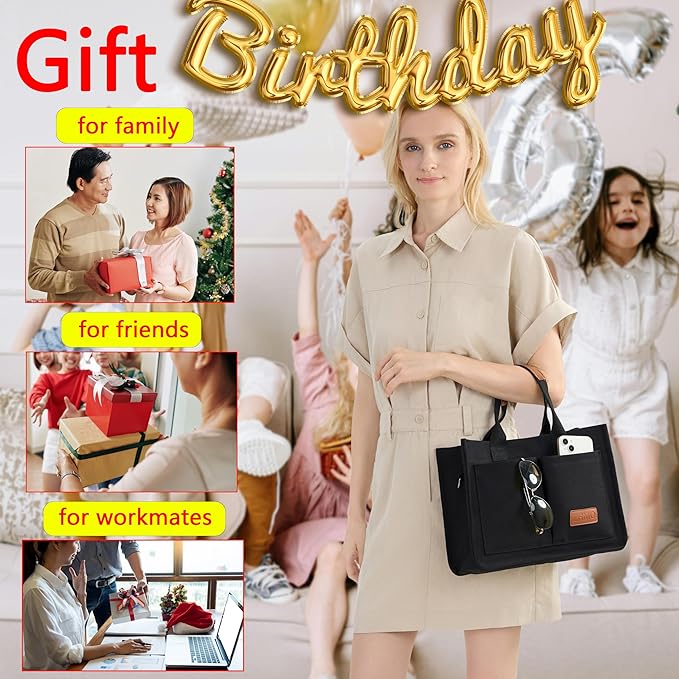 Tote Bag for Women With Compartments,Large Canvas Tote Women's Purse Crossbody Bags Work Laptop Book Bag Satchels Handbags