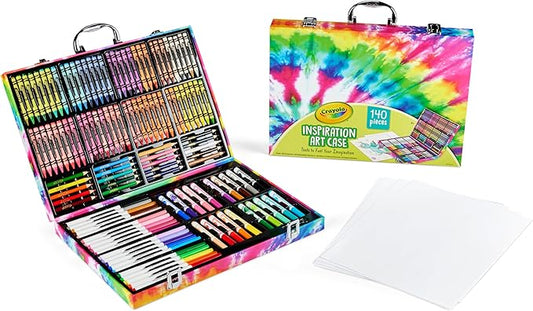Crayola Inspiration Art Case Coloring Set - Tie-Dye (140ct), Art Supplies Set for Kids, Drawing Kit, Travel Gift for Girls & Boys, Ages 5+ [Amazon Exclusive]