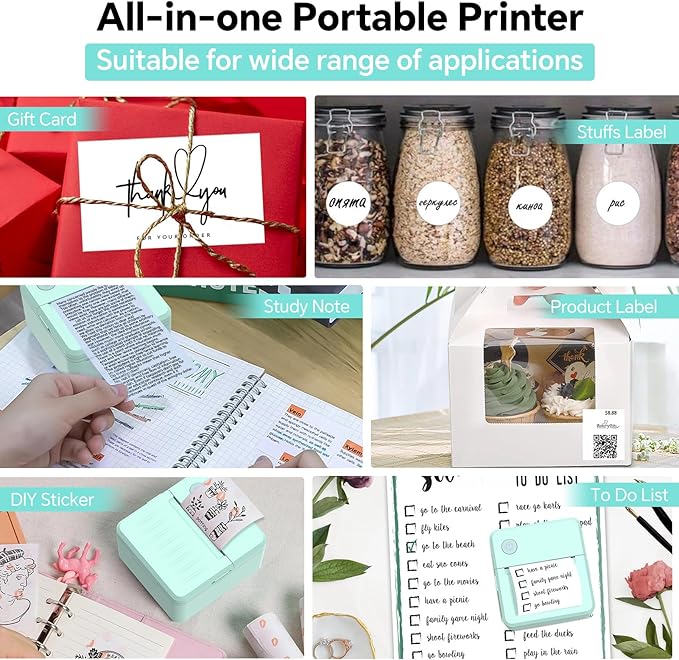 Label Maker Machine with Tape – Bluetooth Thermal Label Printer, Mini Sticker Maker for Home, Office, School & Small Business, Includes 2 Rolls of Label Paper