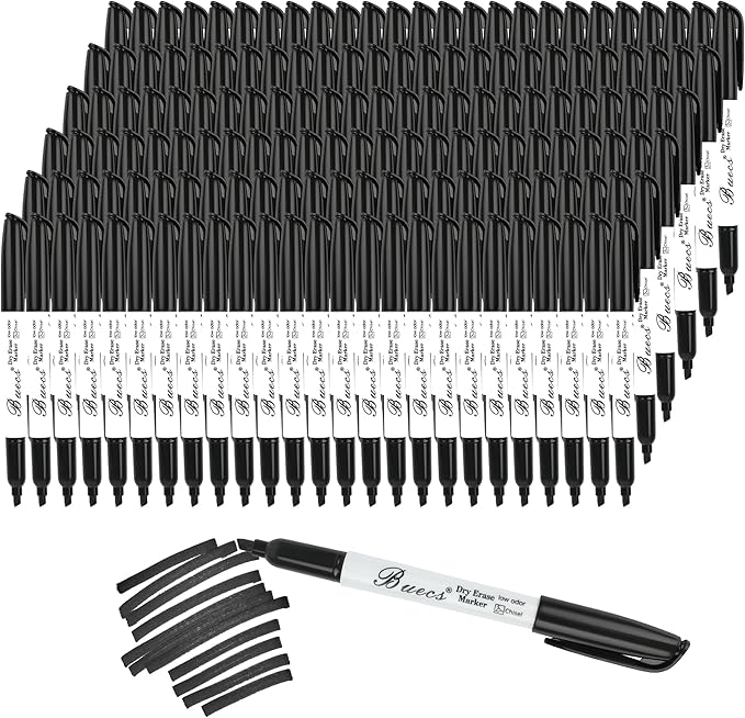 Black Dry Erase Markers, Low-Odor, 150 Count, Chisel tip, Perfect for Writing on Whiteboards, Dry-Erase Boards, Glass, School Office Supplies