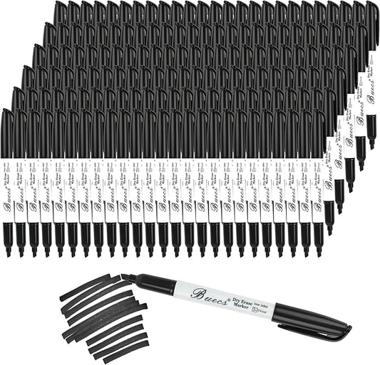 Black Dry Erase Markers, Low-Odor, 150 Count, Chisel tip, Perfect for Writing on Whiteboards, Dry-Erase Boards, Glass, School Office Supplies