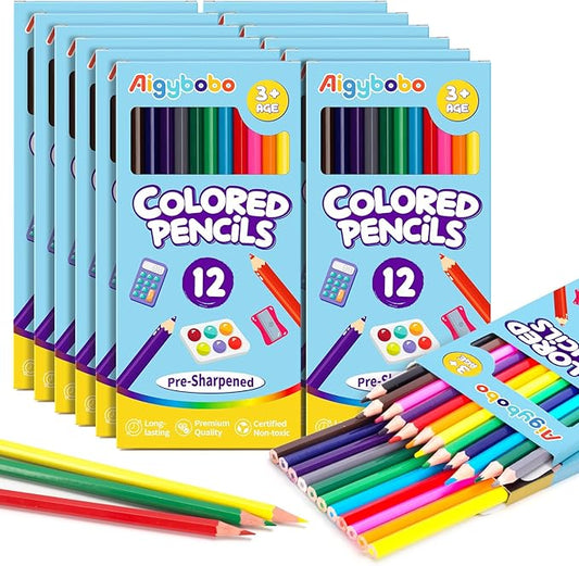 144 Count Colored Pencils for Kids, 12 Pack Colored Pencils Bulk in 12 Vibrant Colors, Pre-sharpened Color Pencil, Bulk School Supplies for Teachers, Classroom Prizes, Art Supplies for Adults