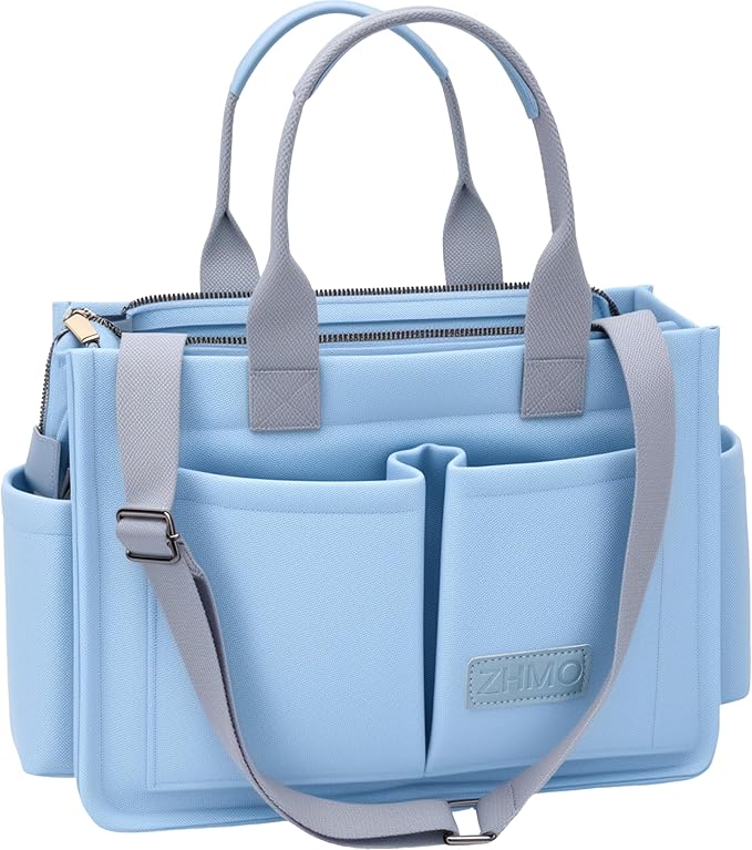 Tote Bag for Women With Compartments,Large Canvas Tote Women's Purse Crossbody Bags Work Laptop Book Bag Satchels Handbags