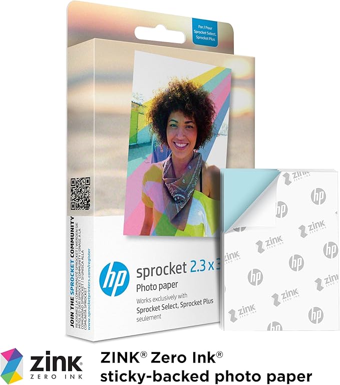 HP Sprocket Select 2.3x3.4 Portable Instant Photo Printer for Android and iOS Devices (Eclipse) Starter Bundle