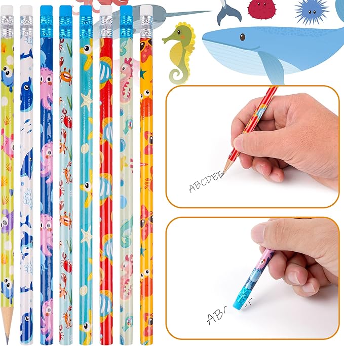Kolewo4ever 200 Pieces Under The Sea Pencils Ocean Pencil Wood Pencil Oceam Element Sea Themed Pencils for Teachers Classrooms Reward School,Learning Activities