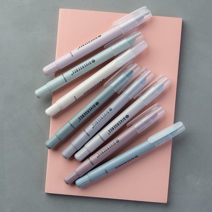 DIVERSEBEE Bible Highlighters and Pens No Bleed, 8 Pack Assorted Colors Gel Highlighters Set, Cute Bible Markers Study Journaling School Supplies and Accessories (Dusty)