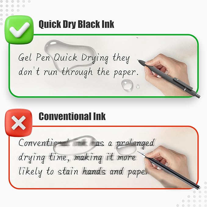 KALARA Aesthetic Gel Ink Pens, 0.5mm Fine Point for Smooth Writing, 6 Pens, No Smear & Bleed Quick Dry, Retractable, Ideal for Journaling and Note-Taking, Stylish Office and School Supplies