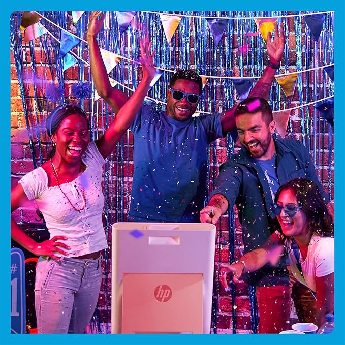 HP Sprocket Photo Booth Machine Instant Color Photo Printer - 10.1" Touchscreen Photobooth, LED Ring Light - Customize w/ 250+ Frames, Prints on 3x4 Zink Paper or Share via QR Code, Mobile App - Pink