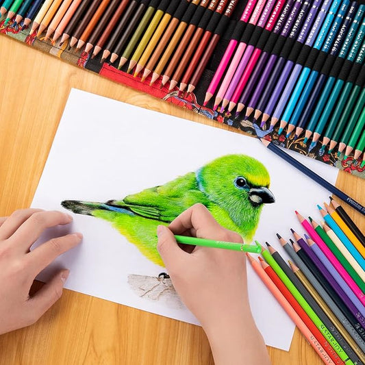 Premier Colored Pencils for Adults Coloring Book, Artist Color Pencil Set (72-Count), Handmade Canvas Pencil Wrap, Extra Accessories, Holiday Gift, Oil Based Colored Pencils