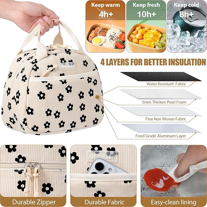 Fimibuke School Backpack for Girls Boys - 3PCS Corduroy Kids Backpack Set with Lunch Box & Pencil Pouch, Lightweight Teen Girls School Bag Laptop Bag Travel Daypack for Elementary Middle High School