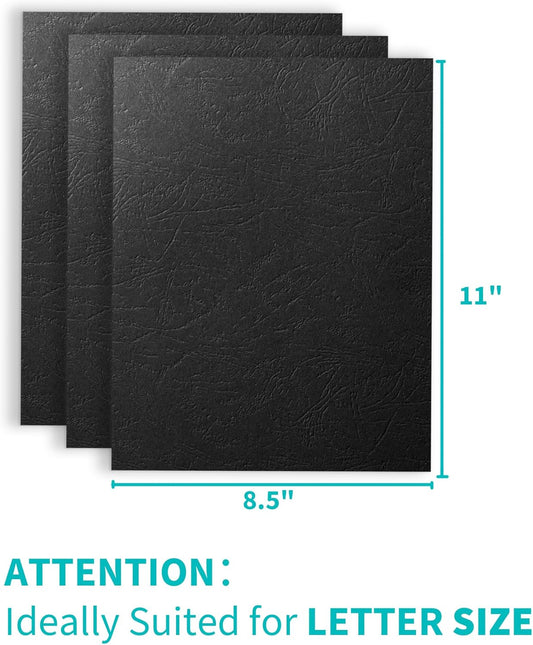 Binditek 25 Pack 13 Mil Grain-Texture Paper Binding Presentation Covers, 8.5 x 11 Inches, 90lb, Un-Punched, Letter Size, Black, Office Supplies