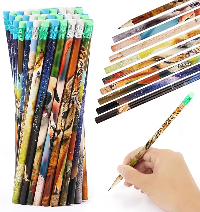 Kolewo4ever 100 Pieces Animal Pencils Galaxy Sky Pencils Alpaca Tiger Flamingo Natural Animal Pencils for Teachers Classrooms Reward Party Supplie School,Learning Activities (100)
