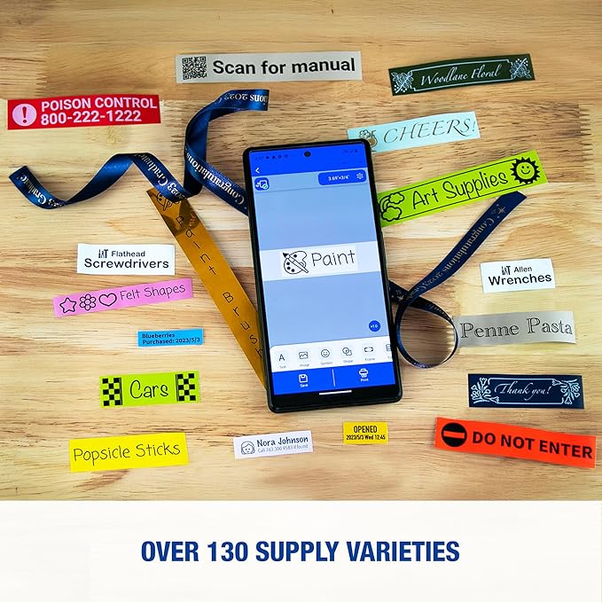 LABELWORKS Epson LW-C410PX Portable Bluetooth Label Machine Printer for Home and Office – Efficient, Create Sticker Labels for Crafts and Organization, Designer Tape Supported, App Compatible