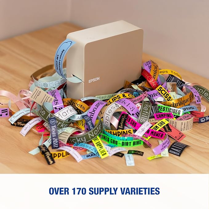 LABELWORKS Epson LW-C610PX Premium Portable Bluetooth Label Machine Printer – Create Sticker Labels for Organization, Small Business, Designer Tape Supported, App Compatible