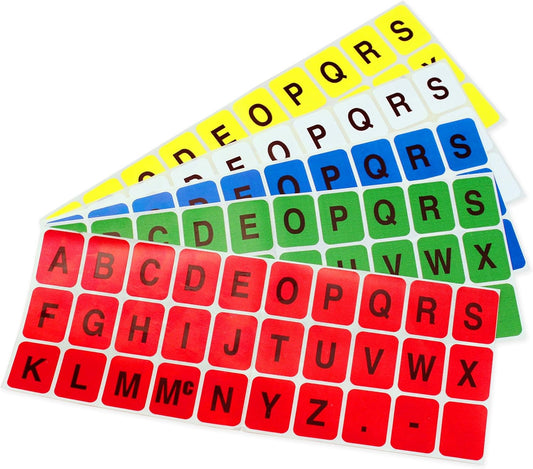 ChromaLabel 1 x 3/4 inch Alphabet Stickers, 5 Assorted Colors, 10 Sheets/Variety Pack