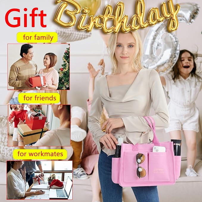 Tote Bag for Women With Compartments,Large Canvas Tote Women's Purse Crossbody Bags Work Laptop Book Bag Satchels Handbags