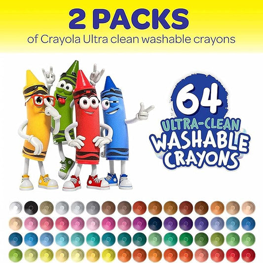 Crayola Washable Crayons for Kids - 64ct (2 Boxes), Bulk Crayons for Toddler Arts & Crafts, Teacher Classroom Must Haves, Back to School Supplies for Kids [Amazon Exclusive]