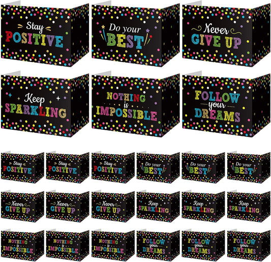 Honoson 24 Pcs Bulk Inspirational Privacy Folders for Students Cardboard Test Privacy Boards Motivational Words Desk Dividers Shield for Classroom School Study Supplies, 6 Styles(Motivational)
