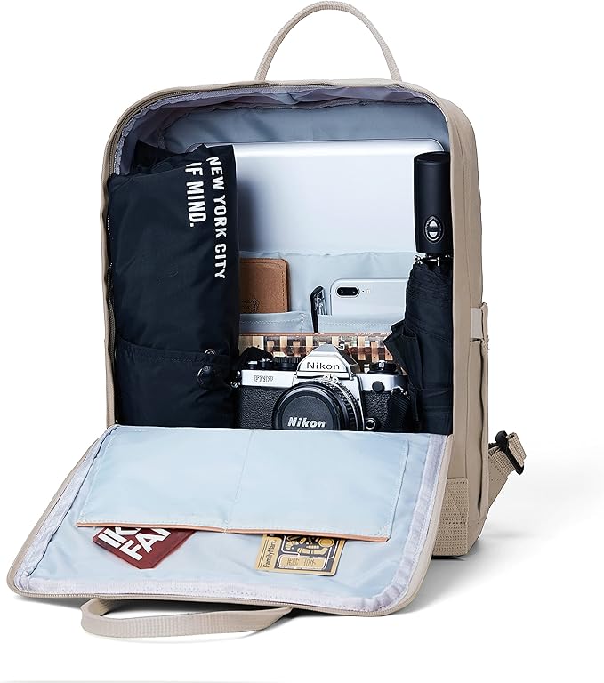 KALIDI Casual Laptop Backpack 15 Inches Classic Camping Rucksack Travel Outdoor Square Daypack College Hiking Gym Bag, Khaki