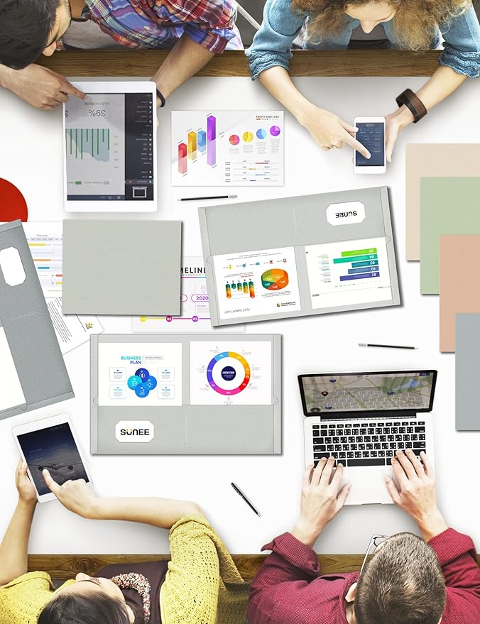 SUNEE Folders with Pockets (25 Pack, Warm Gray), 2 Pocket Folders Fit Letter Size, Paper File Folder for School Office Home Business, Textured Paper