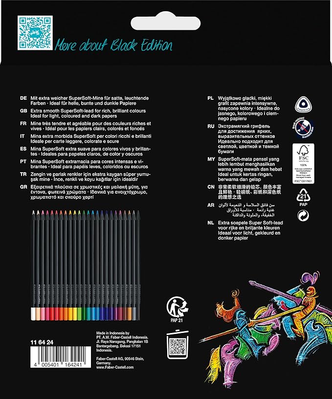 Faber-Castell Black Edition Colored Pencils, Classic 1 Count (Pack of 24)