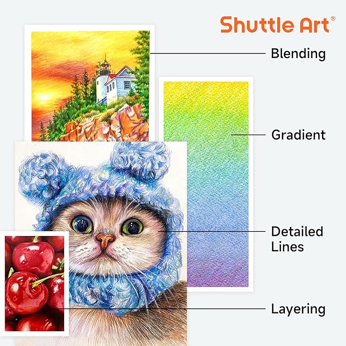 Shuttle Art 138 Colors Professional Colored Pencils, Soft Core Coloring Pencils Set with 1 Coloring Book,1 Sketch Pad, 4 Sharpener, 2 Pencil Extender, Perfect for Artists Kids Adults, Drawing