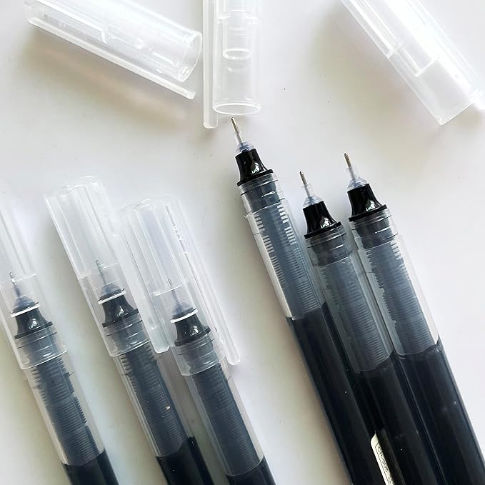 sencoo 10 pack Black Extra Fine Point Pens Liquid Ink Pen Rolling Roller ball Quick-drying Ink for Home Office School Students Pens