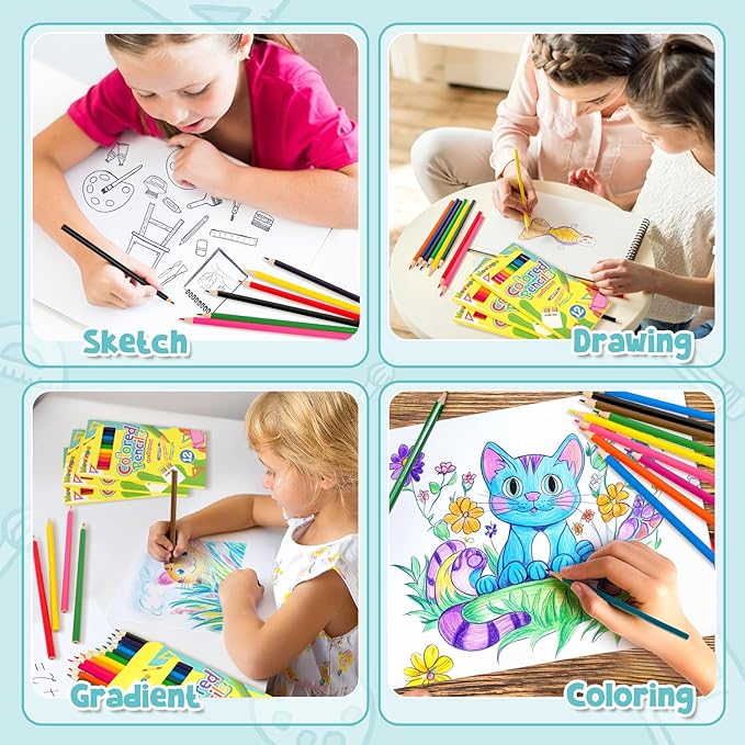 MOVINPE 288 Count Colored Pencils Bulk for Kids Teachers Adults, 24-Box Pre‑Sharpened Colored Pencils 12 Vivid Colors Back to School Supplies Classroom Prizes Coloring Art Supplies