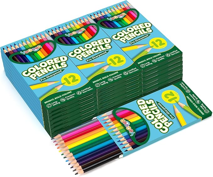 216 Count Colored Pencils Bulk, 12 Assorted Colors, 18 Packs Pre-sharpened Coloring Pencils Set for Kids and Adult, Teachers Essential Classroom Prizes, Back to School Supplies