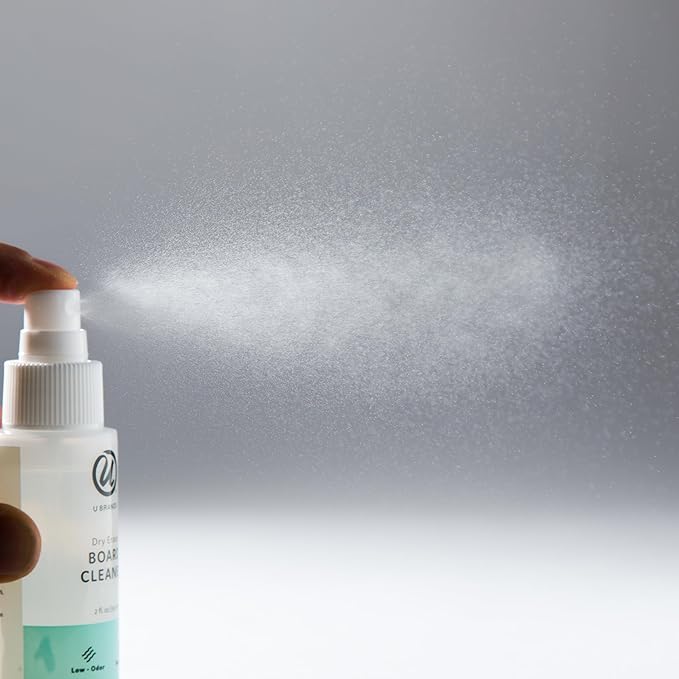 U Brands Fine Tip Dry Erase Markers with Eraser Set of 5, Includes 3 Whiteboard Markers, 1 Eraser, and 1 Board Cleaner Spray