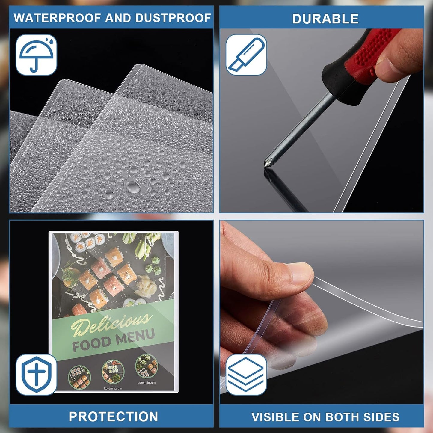 Henoyso 5 Pcs 11x14 Inch PVC Rigid Print Protectors, Heavy Duty Hard Plastic Poster Sleeves for Prints, Magazines, Photos & Paper, Ideal Rigid Menu Covers Paper Page Protectors